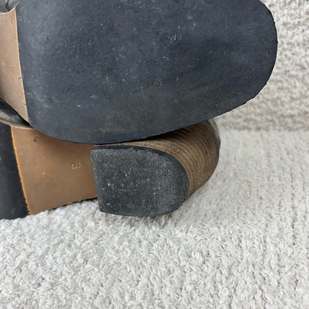 Womens Tie-Dye Black Gray Leather Ankle Booties